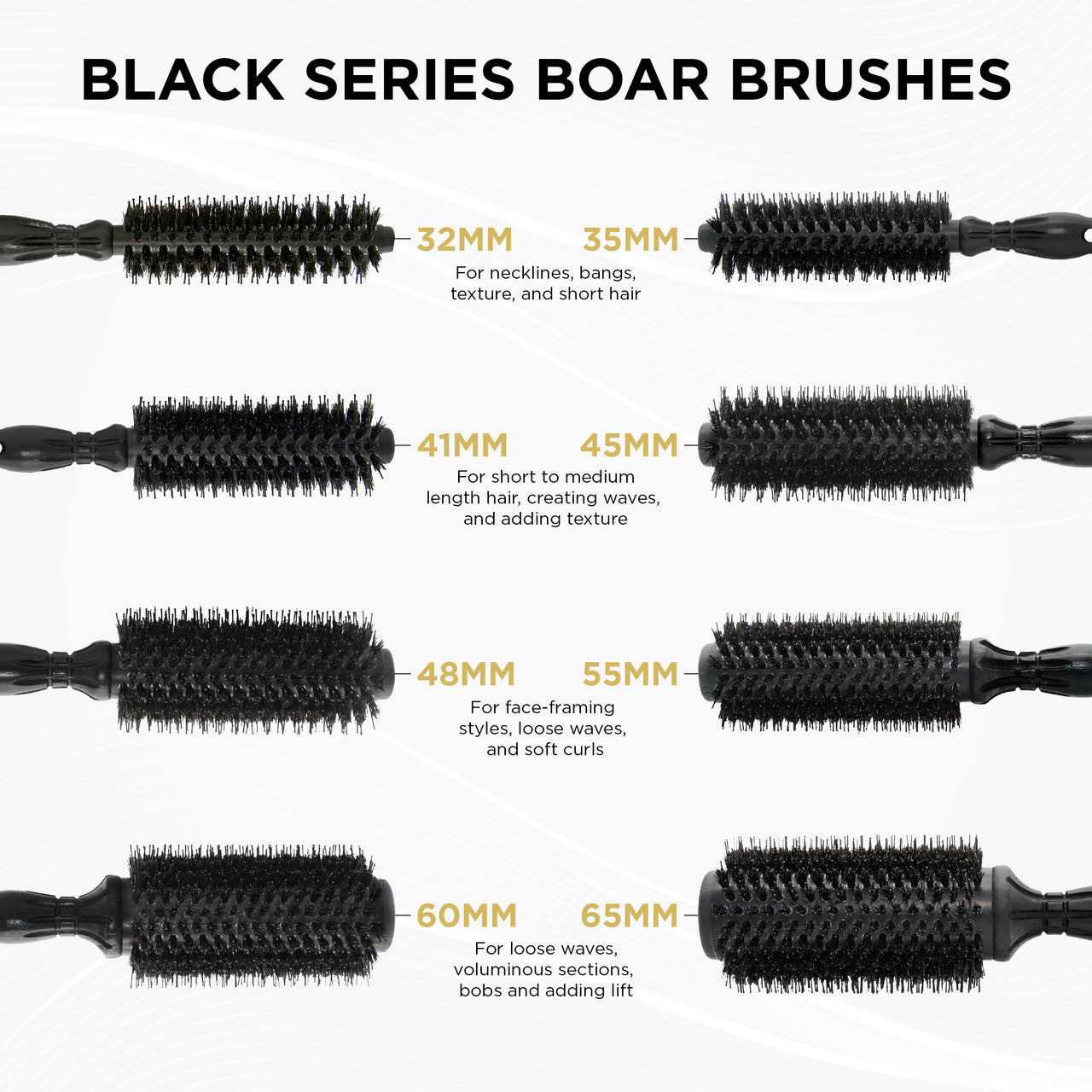 Cocco Black Series Ceramic Boar Brush (Select Size)