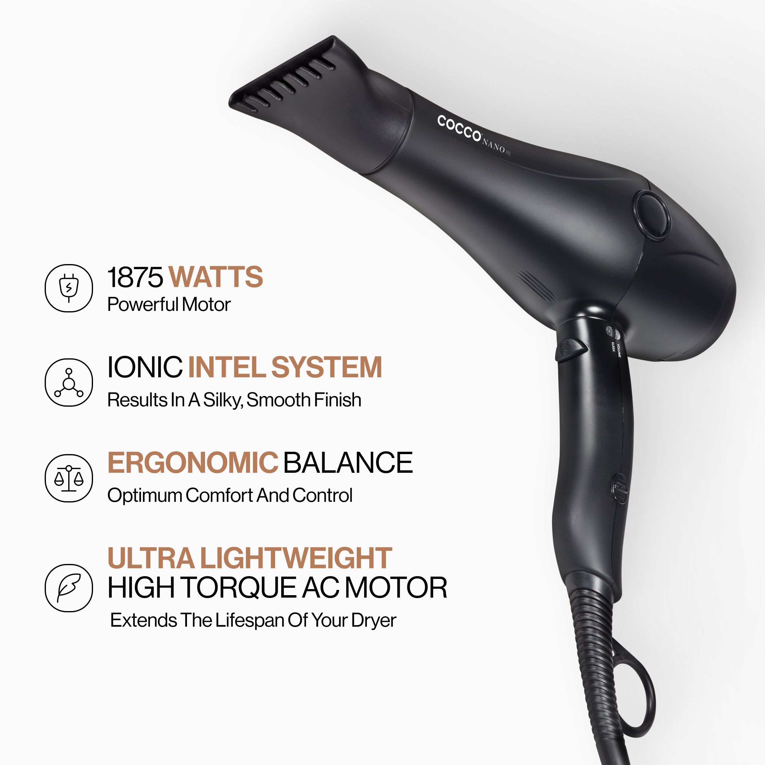 Cocco Nano Pro Hair Dryer (Black)