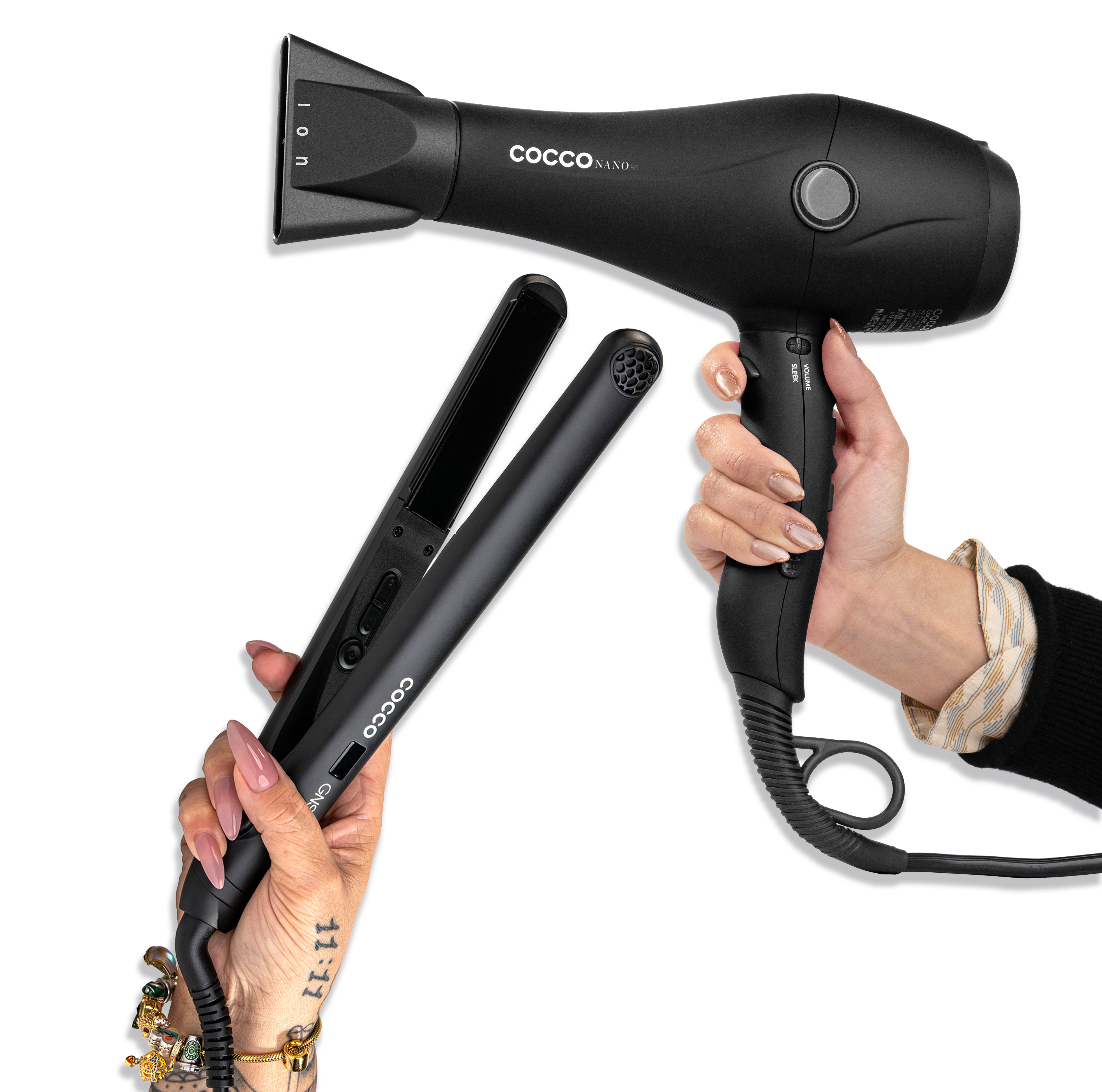 COCCO® GNS 1″ Flat Iron V3 with COCCO® Nano Pro Hair Dryer Bundle