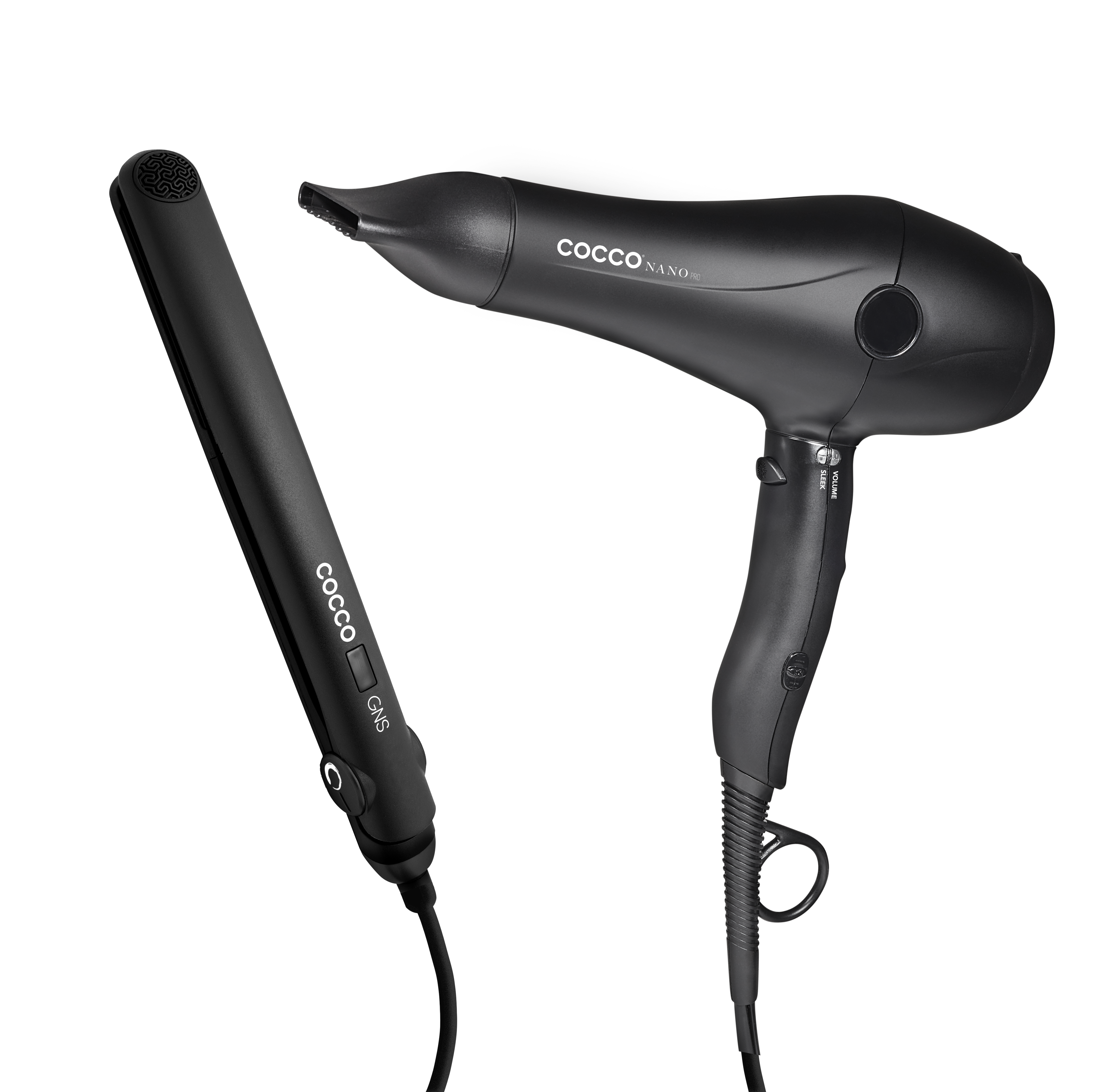 COCCO® GNS 1″ Flat Iron V3 with COCCO® Nano Pro Hair Dryer Bundle