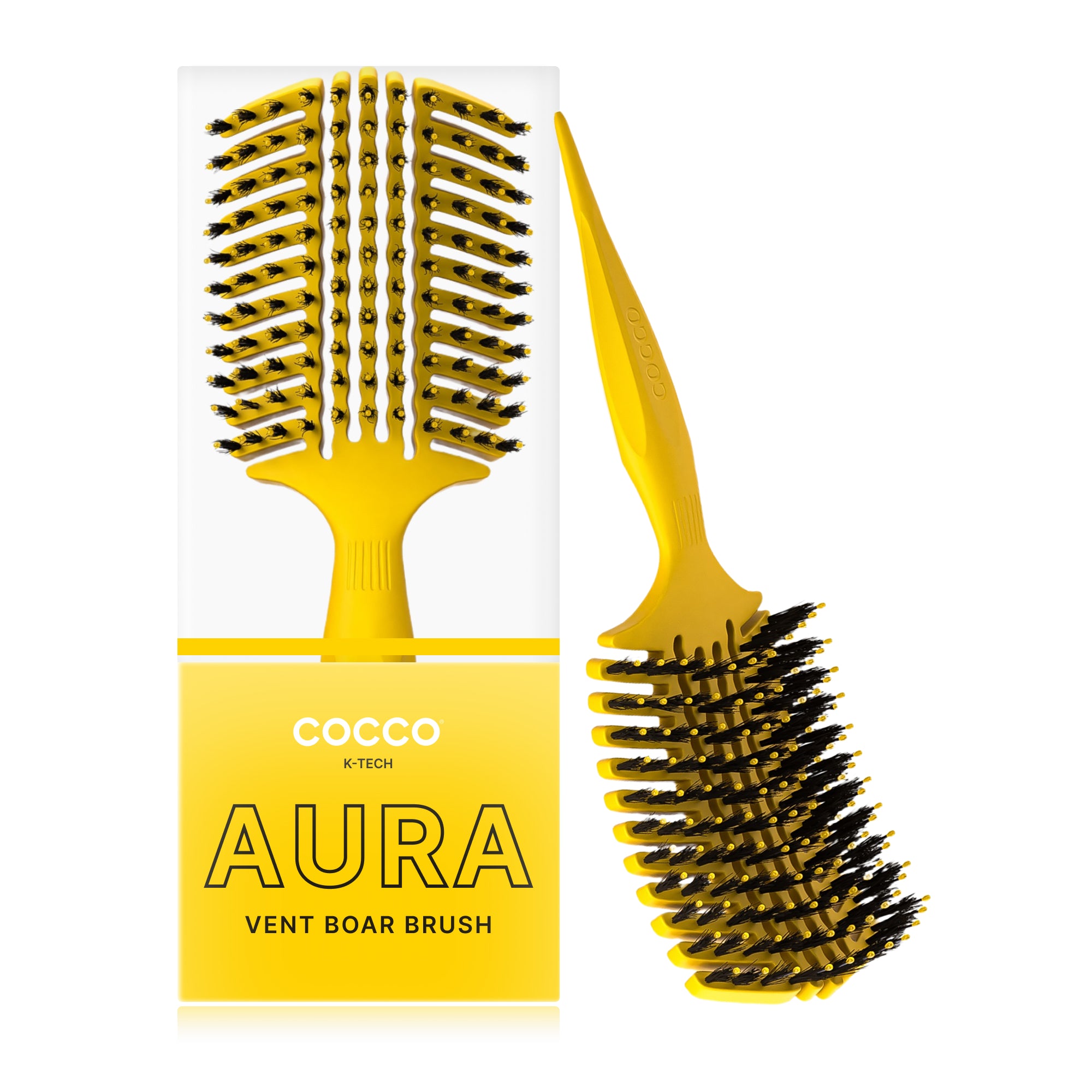 Cocco Aura Vent Boar Brush (Yellow)